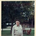 John Nelson in front of Lodge early 1980s