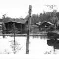 The flood of 1950 was called the 100 year flood. The water kept coming up until June 2 - It was just hitting the threshold of the trading post but started to recede - by June 30 we were again able to use all of the cabins. We did stay open through this flood. We went to in from the cabins by boat and tied the boats to the porch on Slab, First and Second Beach cabins. At that time, most of the cabins did not have indoor plumbing. Ice left the lake on May 18.