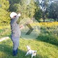 Laura Throwing Flowers to Rosie